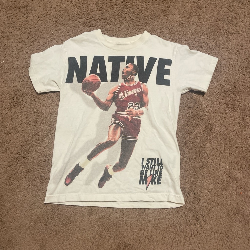 Native White T-Shirt with Basketball Graphic
